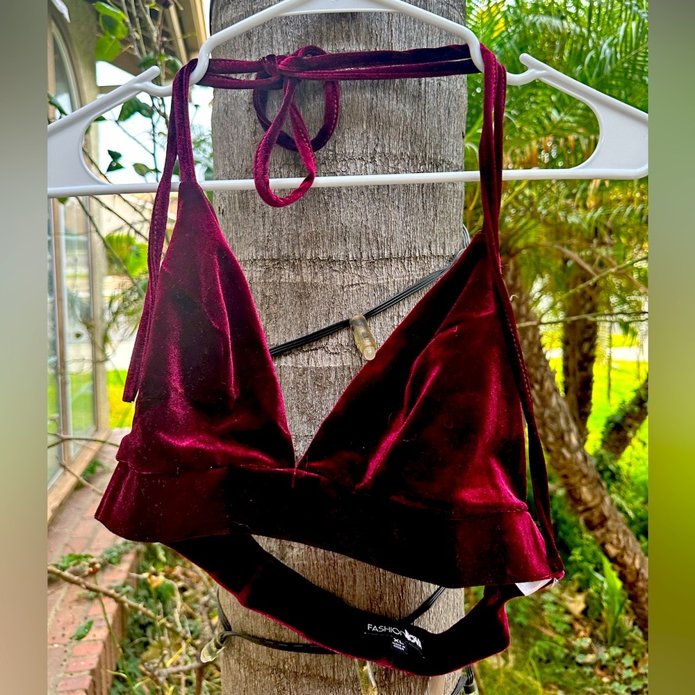 Burgundy velvety bra top